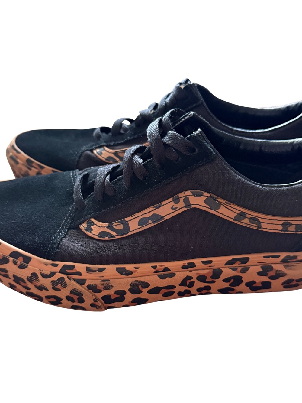 VANS OLD SKOOL PLATFORM LEOPARD PRINT BLACK SUEDE CANVAS SNEAKERS WOMENS SIZE 8 - Picture 5 of 11